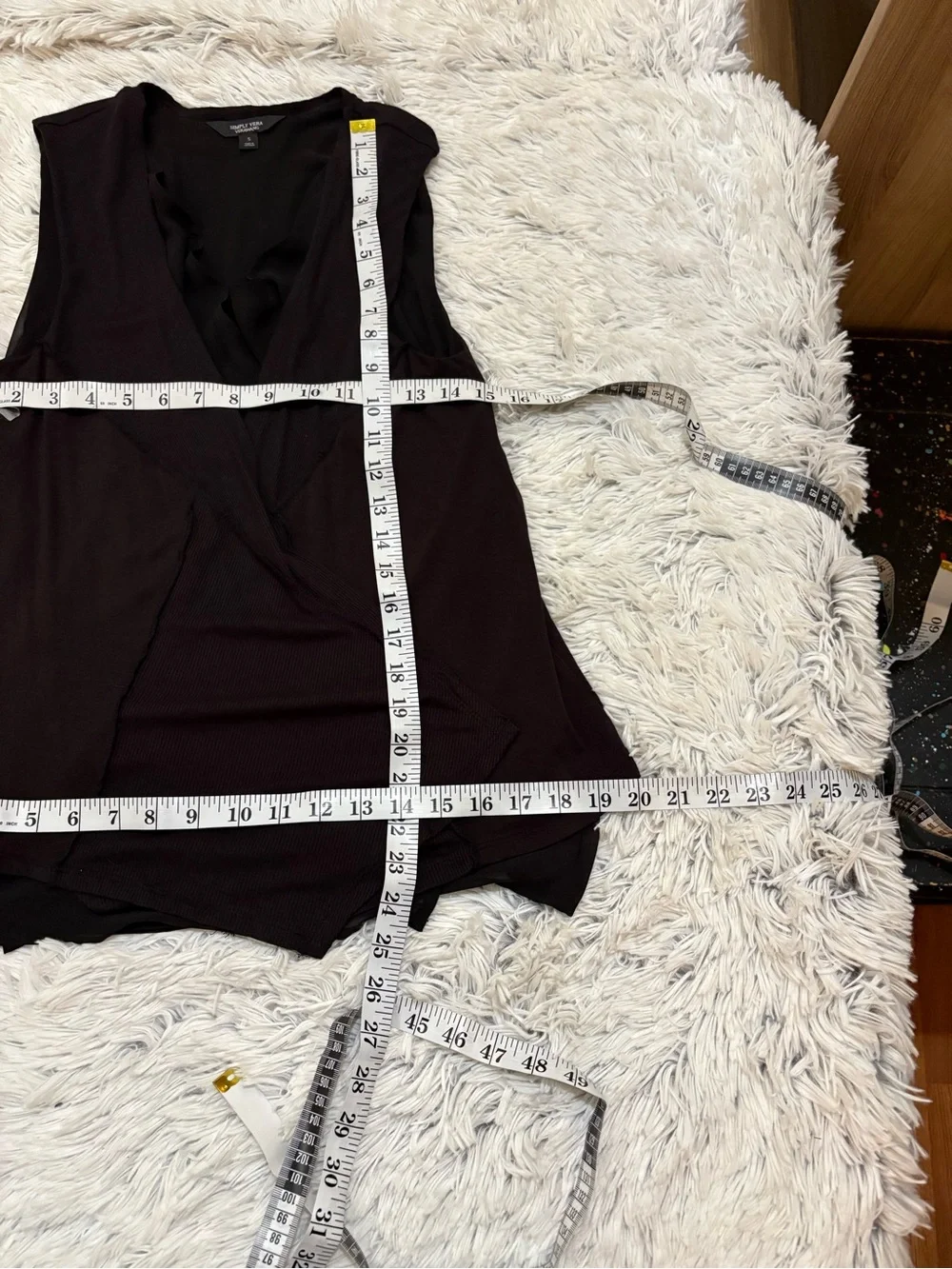Simply Vera Vera Wang Black Waterfall Vest Size Small NWT Sheer Draped Layering